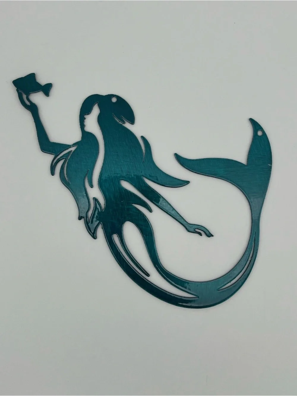 Laser Cut Metal Wall Art Decorative Sign by Redline Steel. Teal Mermaid